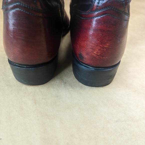 Lucchese Boots men's size 8D Exotic Genuine Black Cherry Smooth Ostrich classic - Picture 6 of 12